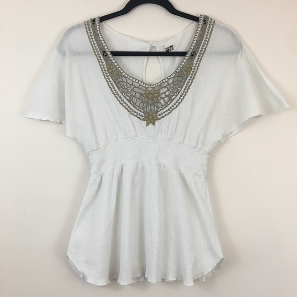 Free People Tops - Free People Embroidered Gauzy Cotton Batwing Top 6